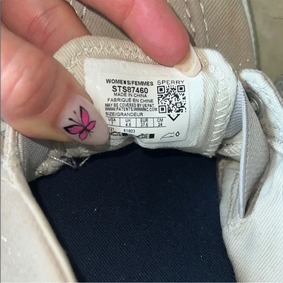 Sperry | Women’s Size 7 Light Beige/Pink with Sparkles Boat Shoes - Picture 2 of 8